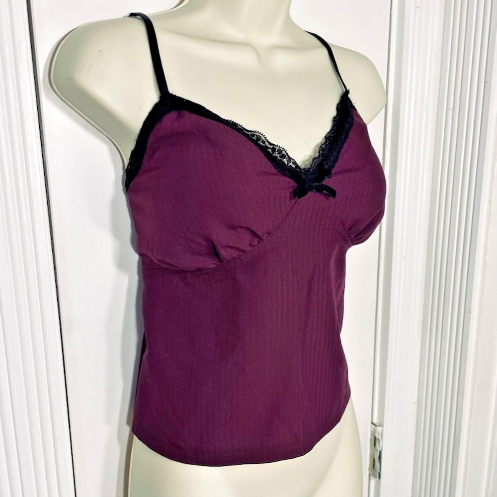 No Boundaries Maroon Cami XL Lace Adjustable Coquette Boho Feminine Fairy